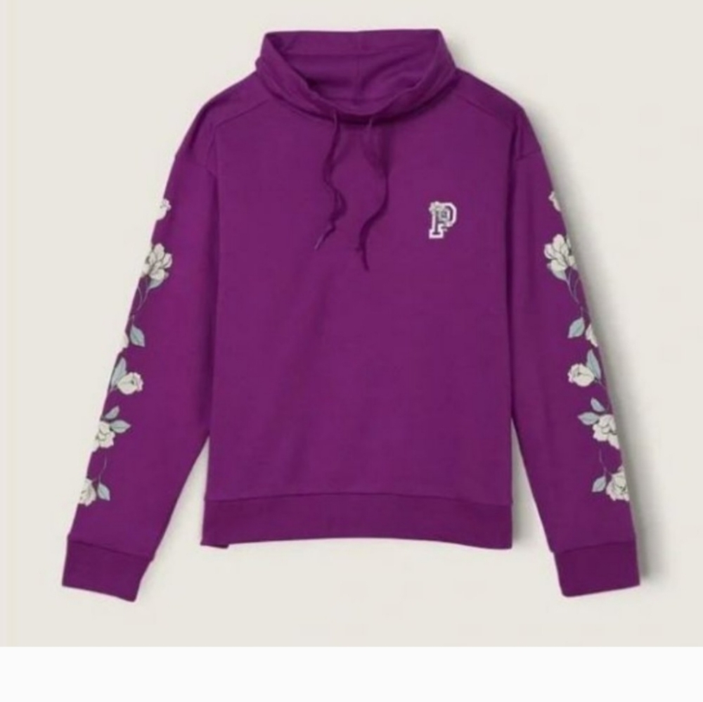 Victoria secret pink pullover floral  HTF cowl neck sweatshirt